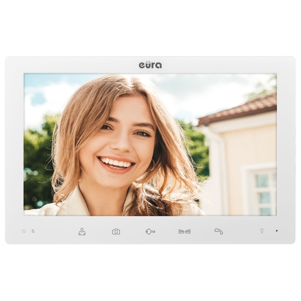 WIDEODOMOFON "EURA" VDP-85A3  - biały LCD 10'', WiFi, podświetlenie monitora, otwieranie 2 wejść, czytnik zbliżeniowy, AHD, Tuya