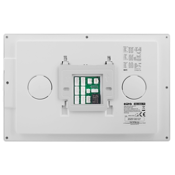 WIDEODOMOFON "EURA" VDP-85A3  - biały LCD 10'', WiFi, podświetlenie monitora, otwieranie 2 wejść, czytnik zbliżeniowy, AHD, Tuya