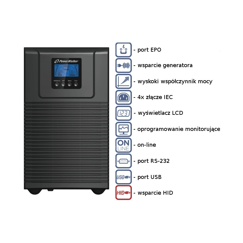 UPS ZASILACZ AWARYJNY PowerWalker VFI 2000 TG