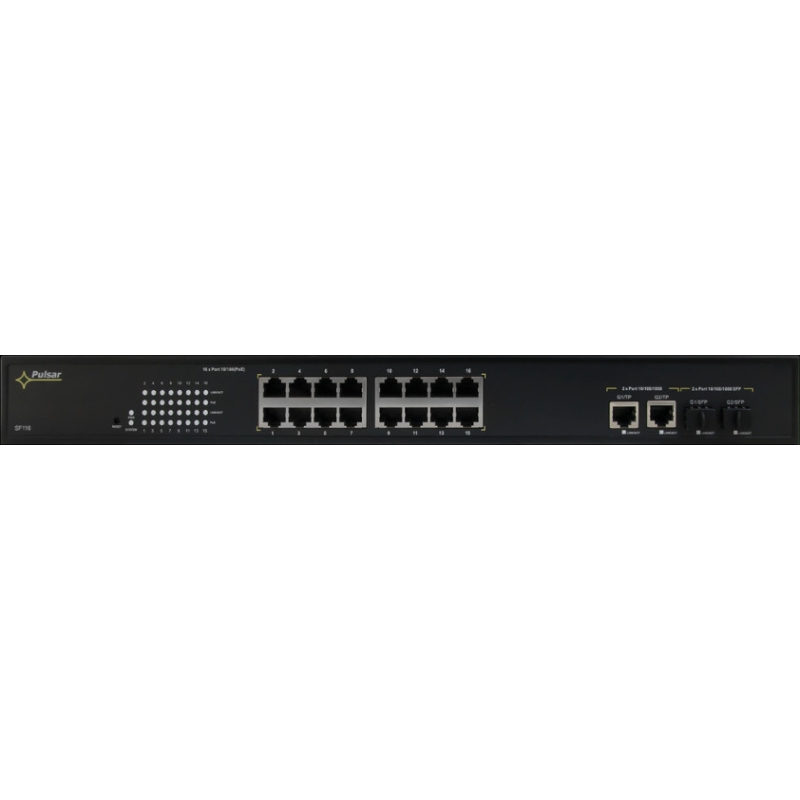 SWITCH POE PULSAR SF116 16-PORTÓW (16xPoE + 2xUPLINK/2xSFP UPLINK)