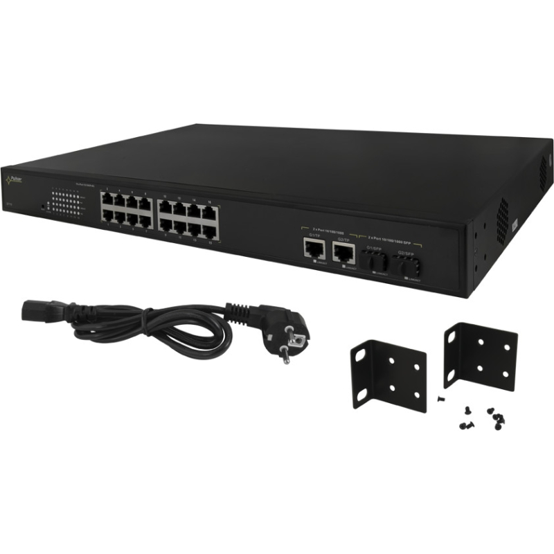 SWITCH POE PULSAR SF116 16-PORTÓW (16xPoE + 2xUPLINK/2xSFP UPLINK)