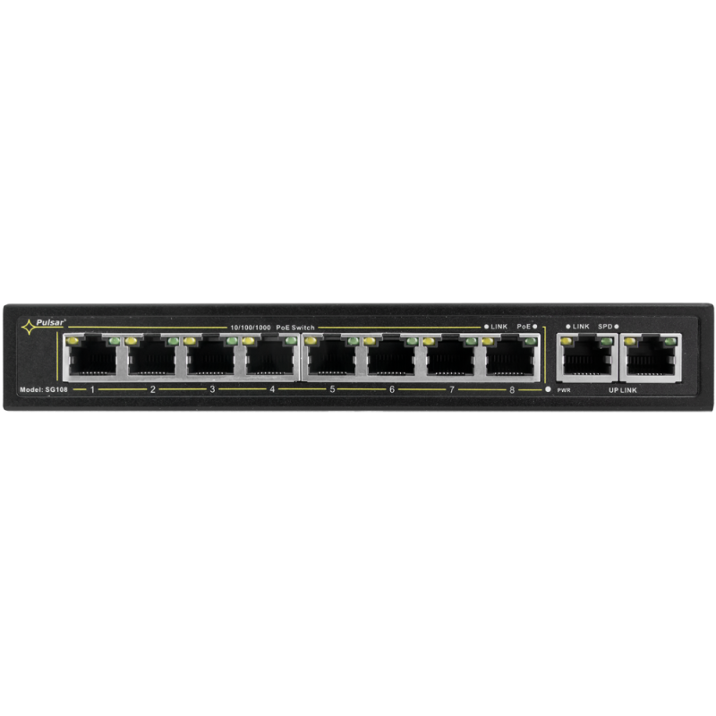 SWITCH POE PULSAR SG108 10-PORTÓW (8xPoE + 2xUPLINK)