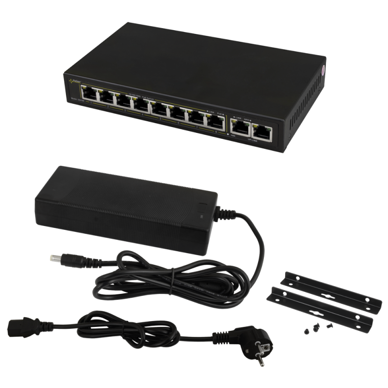 SWITCH POE PULSAR SG108 10-PORTÓW (8xPoE + 2xUPLINK)