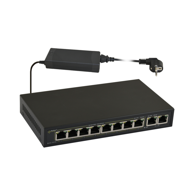 SWITCH POE PULSAR SG108 10-PORTÓW (8xPoE + 2xUPLINK)
