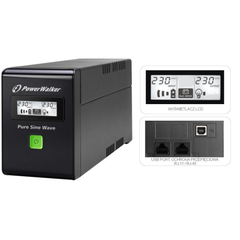 UPS ZASILACZ AWARYJNY PowerWalker VI 600 SW FR