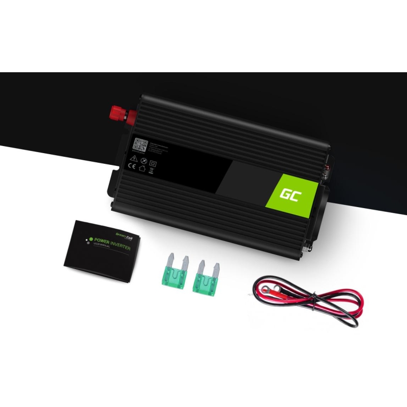 PRZETWORNICA NAPIĘCIA INWERTER Green Cell 12V -  230V 300W/600W CZYSTA SINUSOIDA INV07